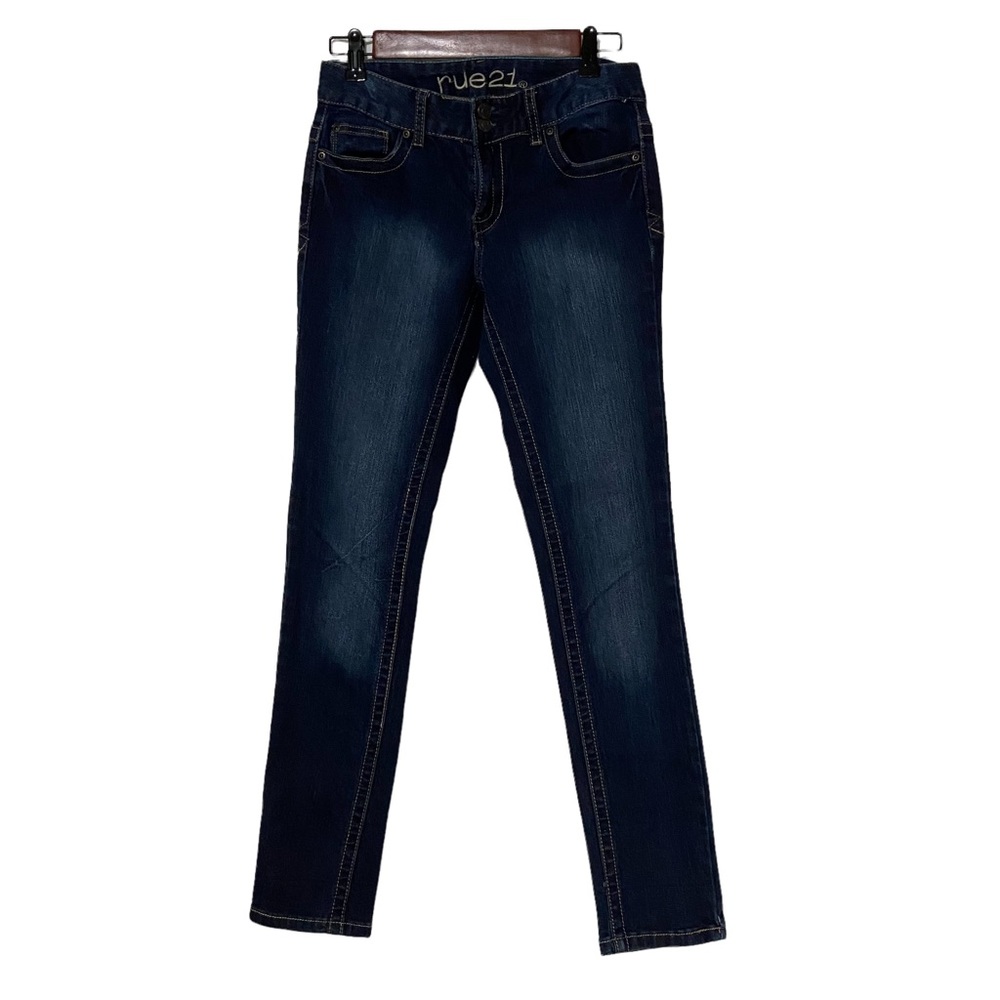 Rue 21 Mid Rise Skinny Dark Denim Jeans Blue